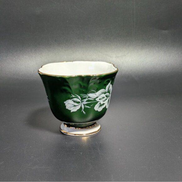Aynsley Green White Bone China Floral Teacup Gold Trim Vintage - Picture 10 of 13